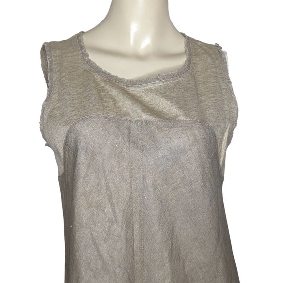 ab Nahlik sleeveless metallic shimmer beige and light gold sleeveless dress M 40 - Picture 9 of 12